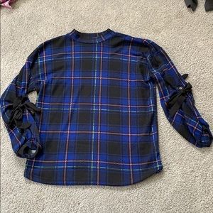 Ophelia Roe three quarter sleeve plaid dress shirt